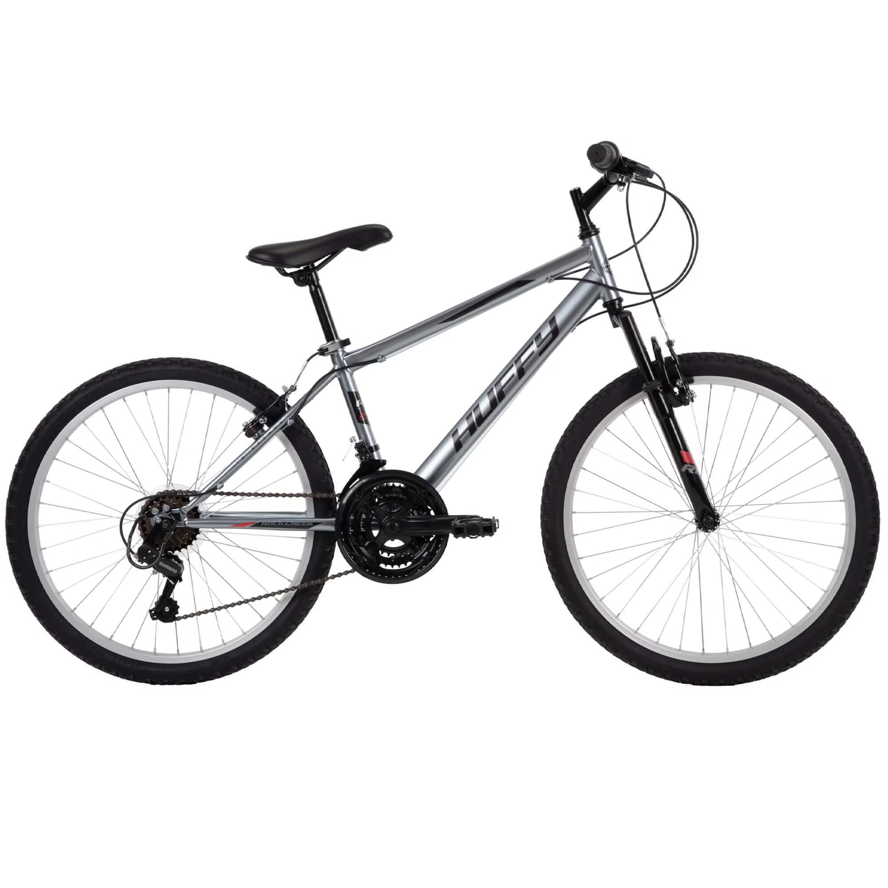 Huffy 24" Rock Creek Mountain Bike, Fits Riders 4'8" - 5'8", Gray, Adult, Men'S