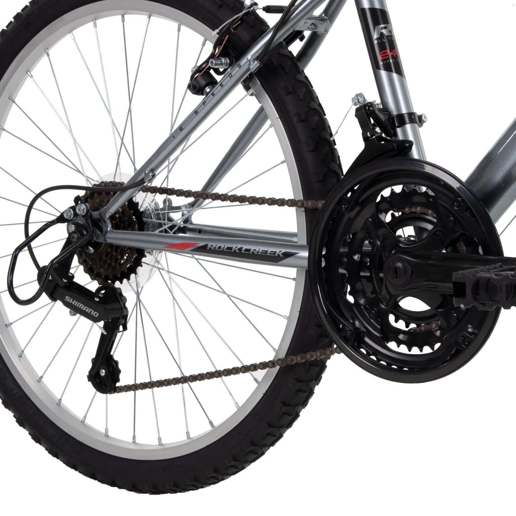 Huffy 24" Rock Creek Mountain Bike, Fits Riders 4'8" - 5'8", Gray, Adult, Men'S