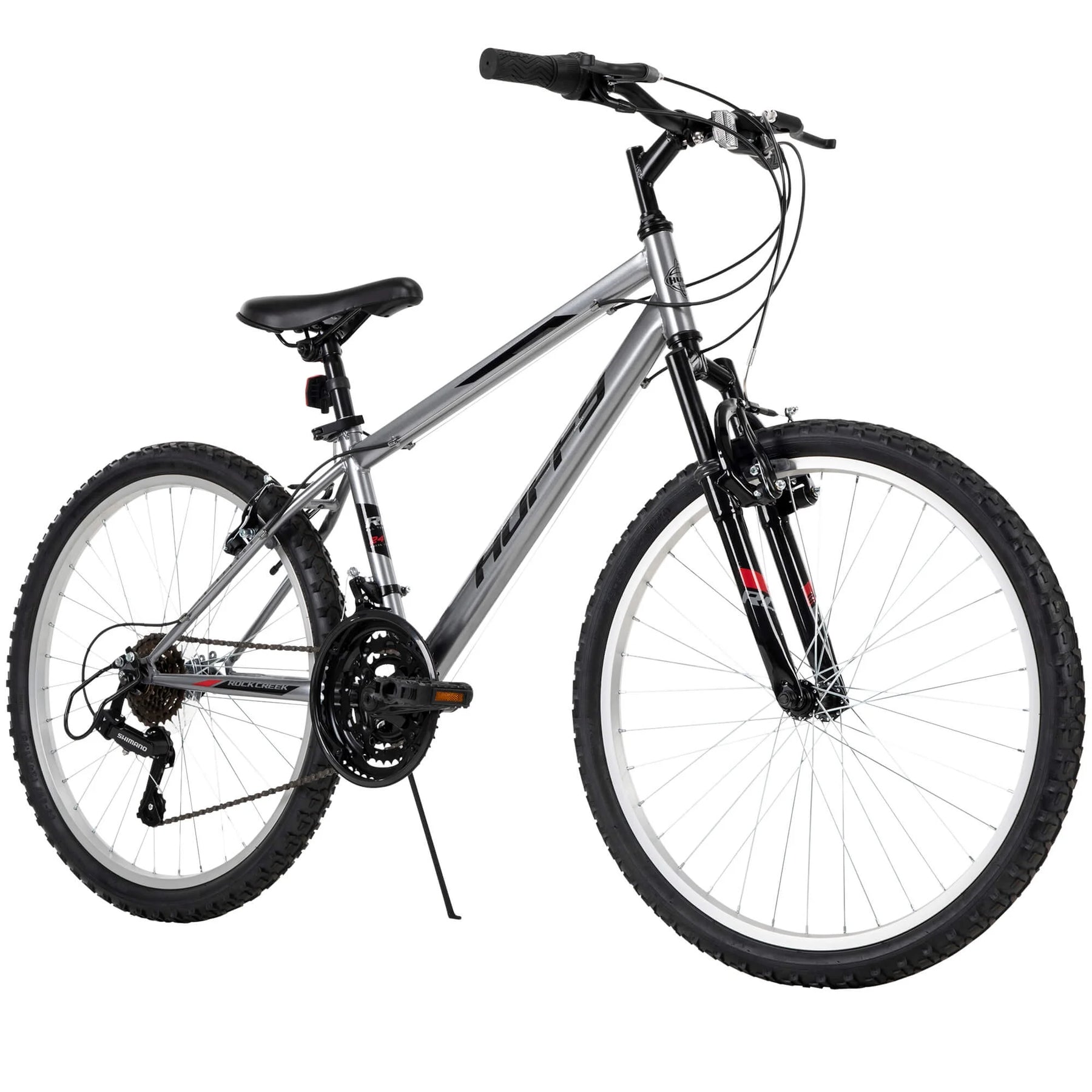 Huffy 24" Rock Creek Mountain Bike, Fits Riders 4'8" - 5'8", Gray, Adult, Men'S