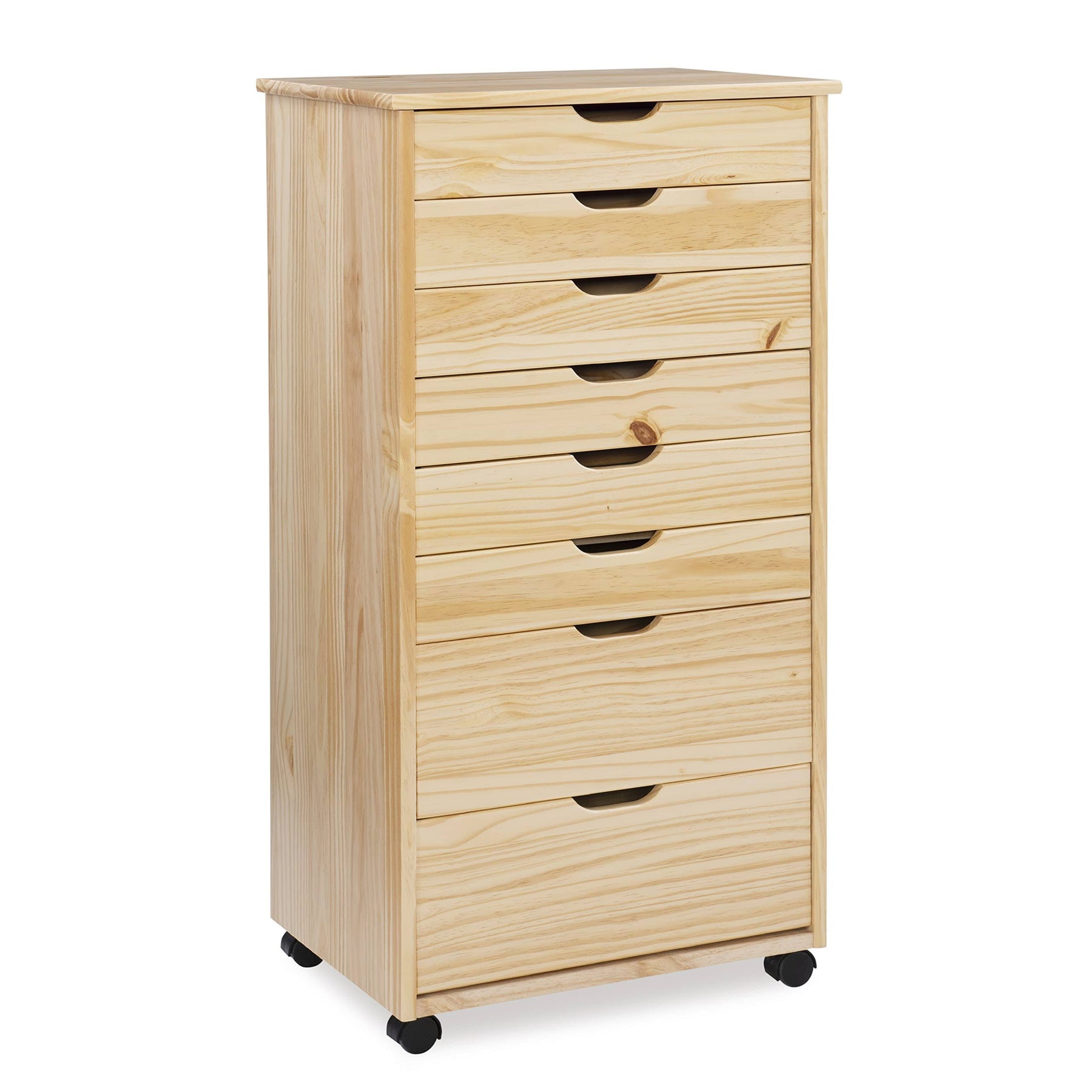 Linon Home Decor Products Corinne Eight Drawer Storage, Natural Rolling Cart