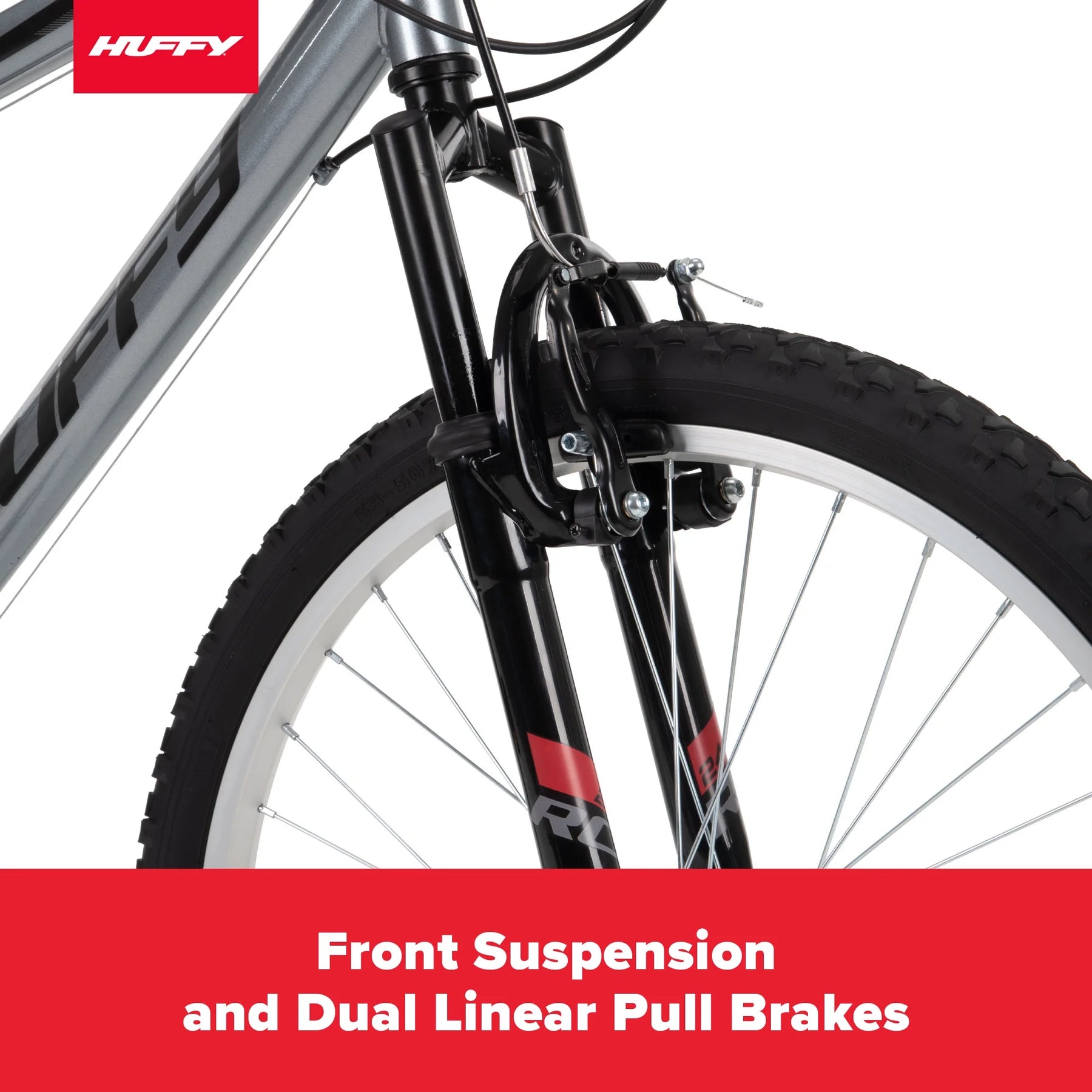 Huffy 24" Rock Creek Mountain Bike, Fits Riders 4'8" - 5'8", Gray, Adult, Men'S